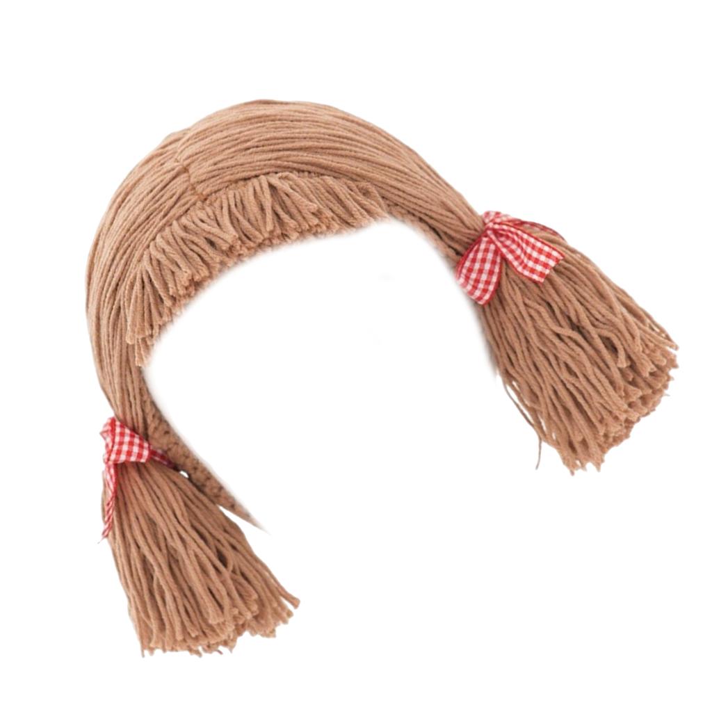 Детская шапка-парик с челкой ручной работы для зимнего тепла и очарования, средняя часть, коса, шапка-бини, головной убор для косплея