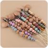 Octagonal Space Beads Pacifier Holder Clips Wood Baby Teether Toys Straps Children