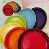 French Rainbow Underglaze Color Plate Vegetable 9-inch Ceramic 7-inch Vegetable PlateRainbow Color Western Food Trays