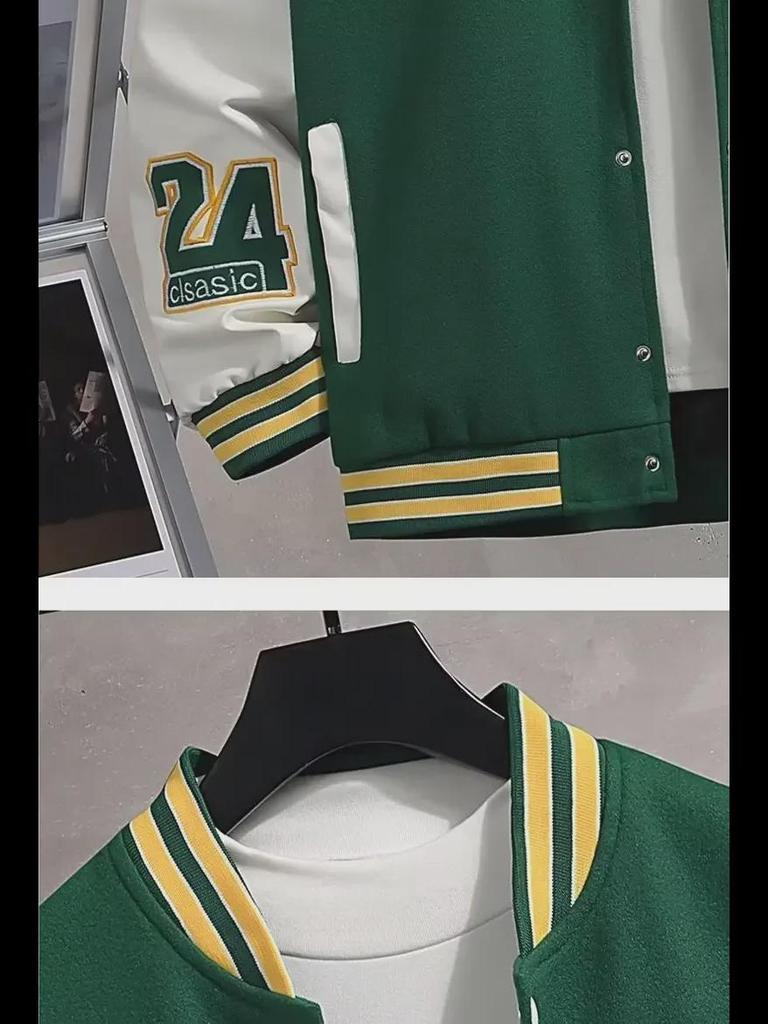 Men's Trendy College-Style Embroidered Baseball Jacket - Hong Kong Style, Perfect for Spring and Autumn Couples and Students