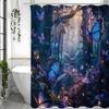Enchanted Forest Butterfly Shower Curtain, Bathroom Decorative Shower Curtain, Waterproof Shower Curtain with Hooks