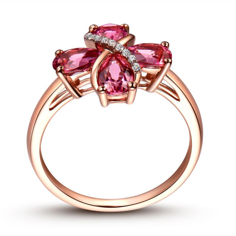 Серебряное кольцо с рубином в форме капли воды для женщин — японский и корейский стиль, серебряные украшения с покрытием из розового золота.