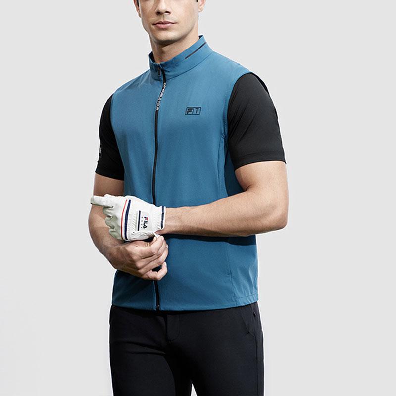Fila Жилет мужской тканый Golf Series с логотипом, воротником-стойкой, Golf Elite, Loco-Blue A11M415704F-DG