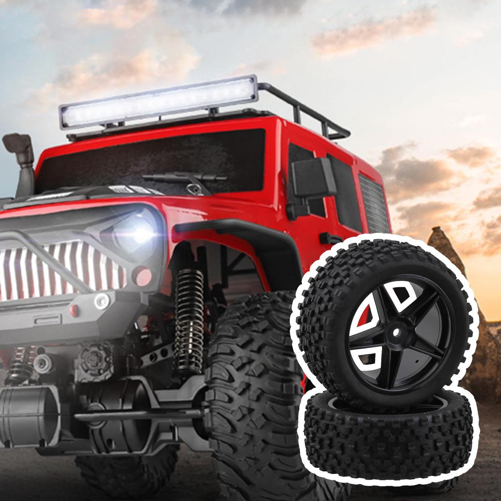 Mxfans Black Dot Pattern Rubber Tires Black Pentagram Wheel Rims for 4-Pack & RC110 Off-Road