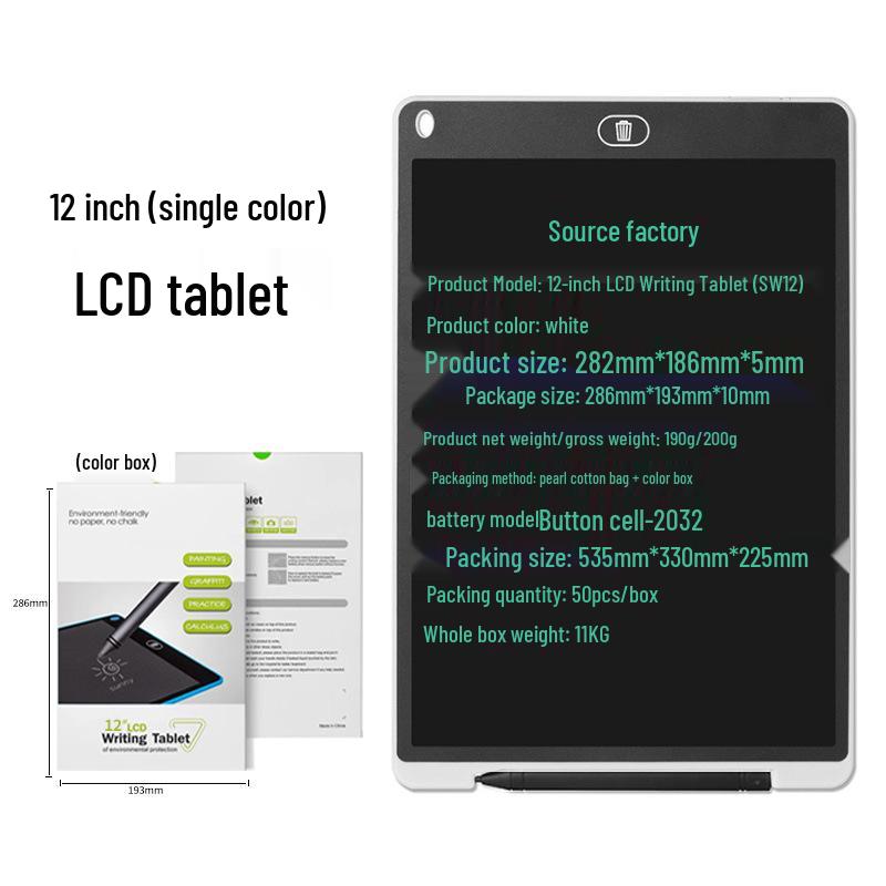ЖК-планшет для письма - 12"/10"/8,5"/4,4" Доска для письма и рисования для детей