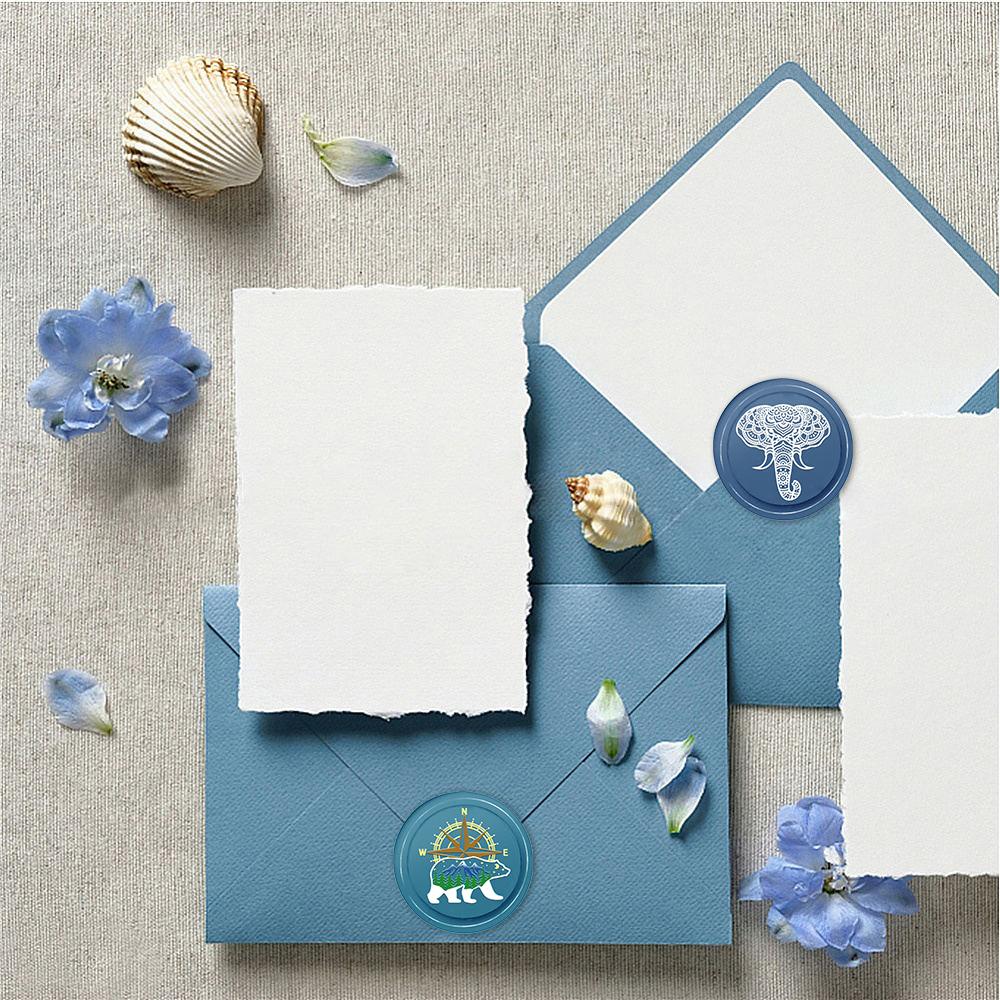 2 шт./набор Штампы для восковой печати с ручкой, Животные, Медведь, Мандала Слон, Собака и кошка на луне, латунные штампы для воска для декора