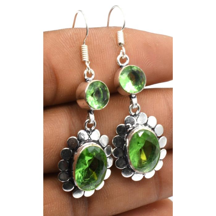 Peridot Gemstone Ethnic Handmade Drop Dengle Earring Jewelry ER 040