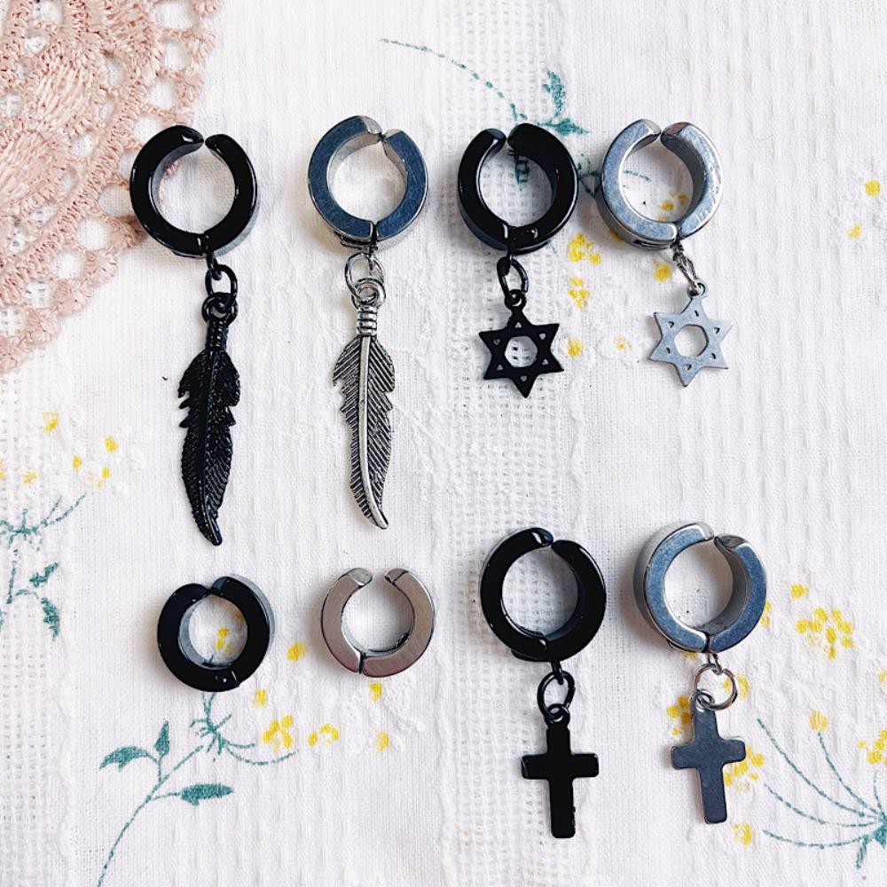 Black Doll Jewelry Ear Clip Hexagram Plush Doll Earring Doll Stud Earrings Chain Toy Gifts