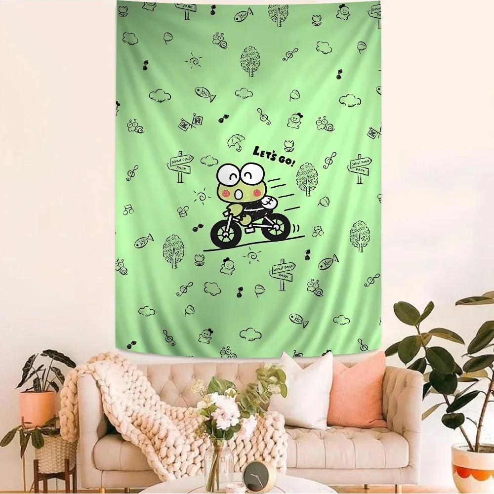 Cute Kero Kero Keroppi Cartoon Tapestry Bohemian Wall Tapestries Mandala Wall Hanging Sheets
