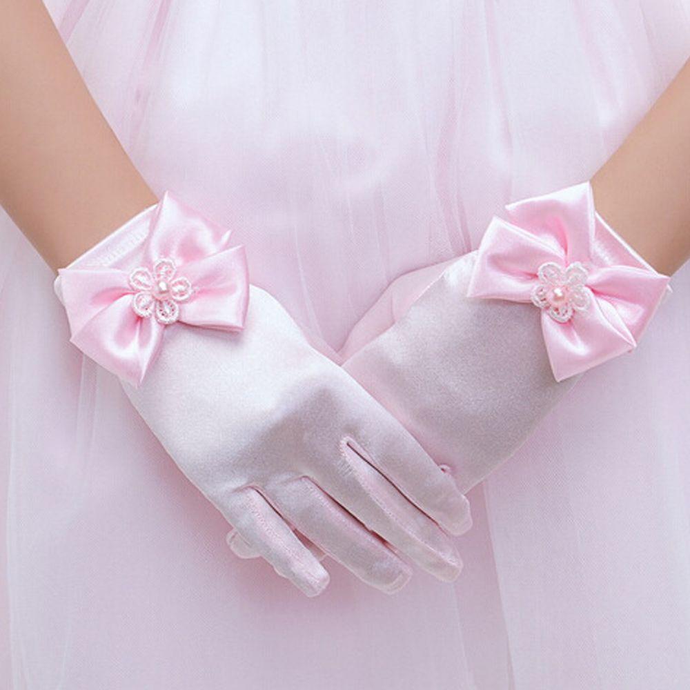 1pair Short Gloves Wedding Bowknot Gloves Princess Gloves Brief Paragraph Lady Gloves Dress Gloves
