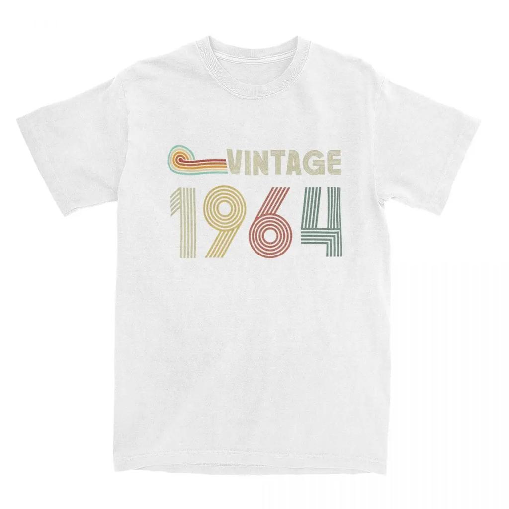 Мужчины Женщины Винтаж 1964 День рождения 60 лет Футболка Аксессуары Люди 60-й Хлопок Топы Футболка Повседневная Футболка Принтованная