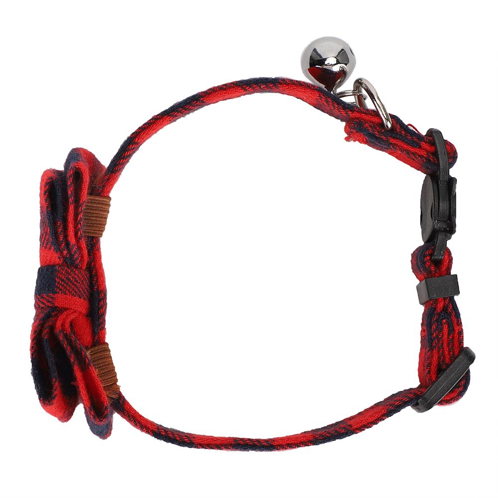 Cats Cute Bowknot Collars Plaid Tie Soft Cloth Bowtie with Bell Pets Decoration SuppliesRed