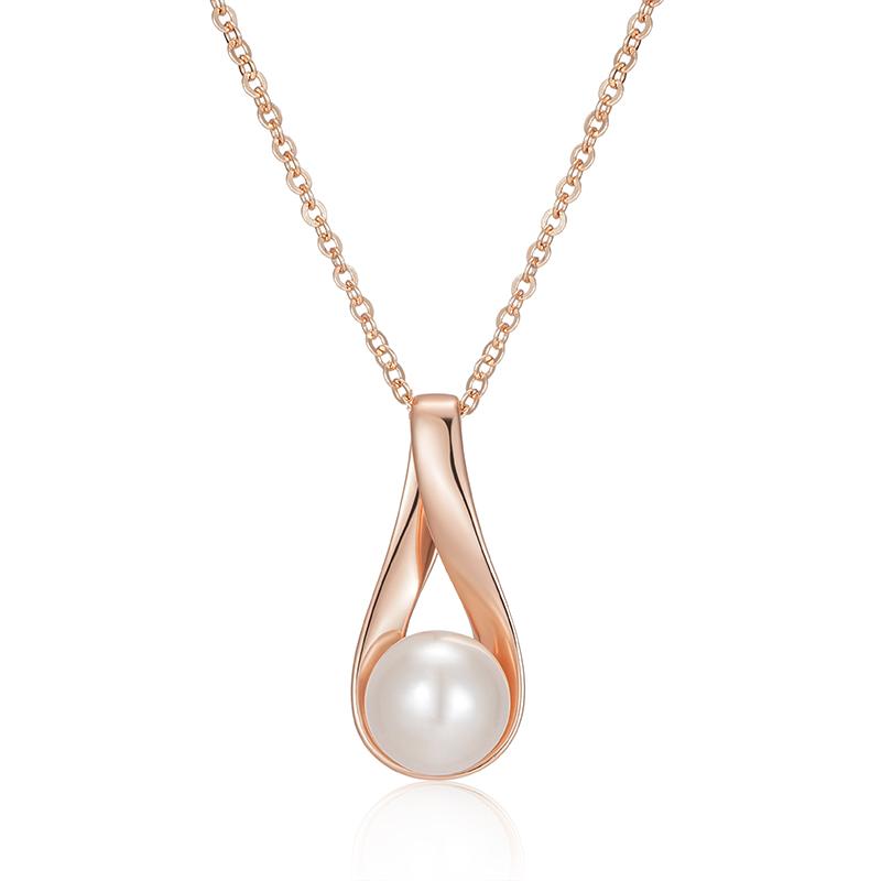 Kinel Pearl Drop Pendant Necklace For Women Rose Gold Color Bride Wedding Elegant Jewelry Anniversary Gift