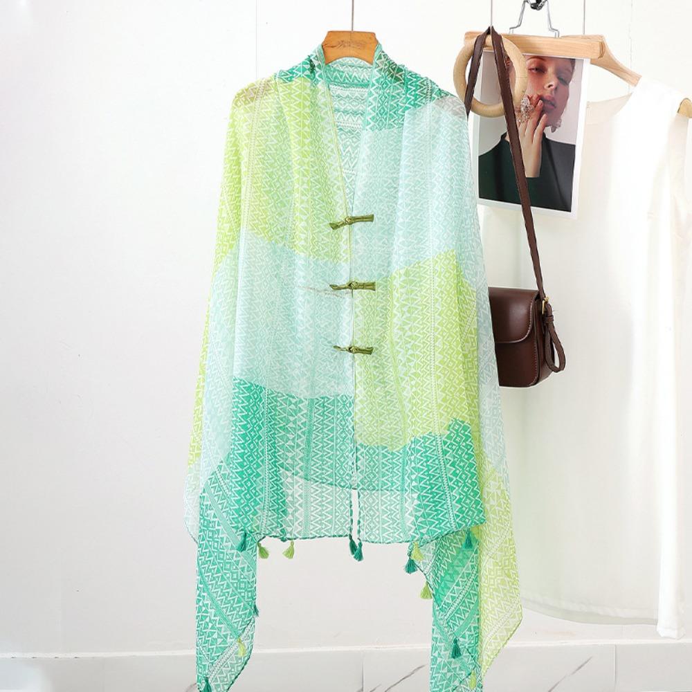 Paisley Sunscreen Scarf Shawl Knot Button National Style Cloak Elegant Cardigan Cape  Beachside