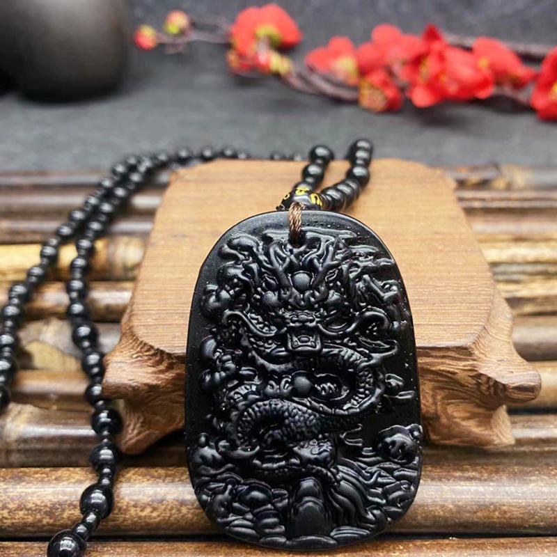 Китайский этнический стиль стеклянный ручной работы дракон кулон ожерелье амулет для женщин и мужчин счастливый подарок ювелирные изделия