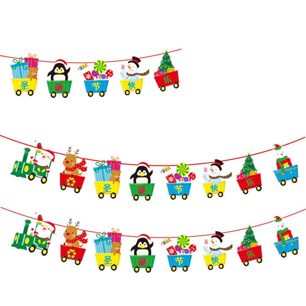Рождественский бумажный баннер мультфильм Санта-Клаус снеговик рождественский подвесной орнамент баннер домашнее рождественское украшение флаг принадлежности новый год