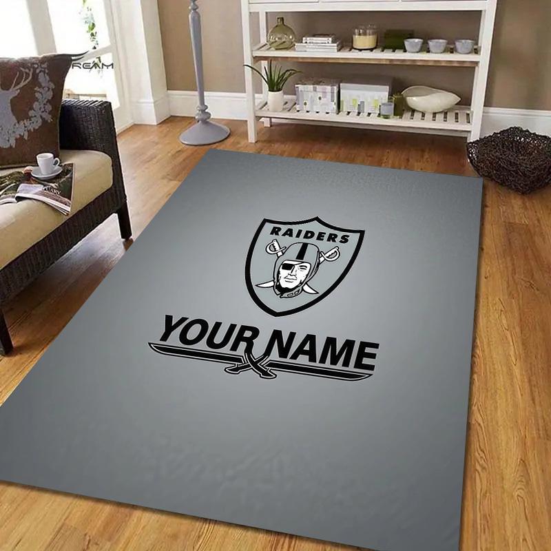 Custom Name Raiders2 Flannel Pattern Square Carpet,Area Rug,Carpet Rug for Living Room Bedroom Sofa Playroom Decor,Non-slip Floor Mat