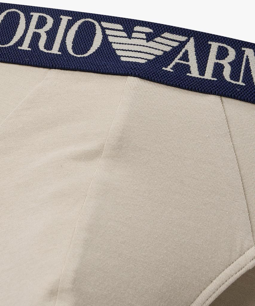 EMPORIO ARMANI UNDERWEAR Мужские хлопковые трусы-слипы с текстурированной резинкой_Бежевый 0816111151