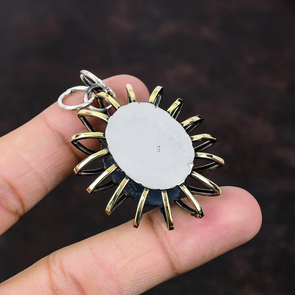 Кулон с амазонитом, подвеска из стерлингового серебра 925 пробы, позолоченный 18-каратный кулон, клетка, ювелирные изделия, драгоценный камень, кулон ручной работы, подарок для женщин, дизайнерский кулон