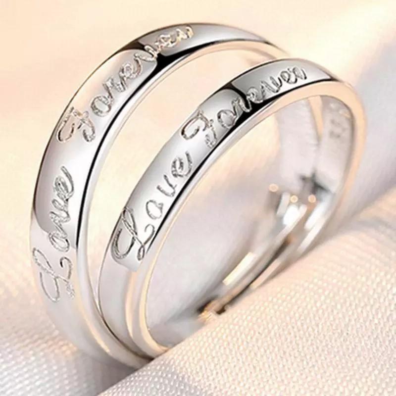 1 pair/pack Fanshion Couple Rings Simple Pair Rings Simulation Diamond Ring Open Size Zircon Classic Ring Couple Wedding Rings Jewelry Gift