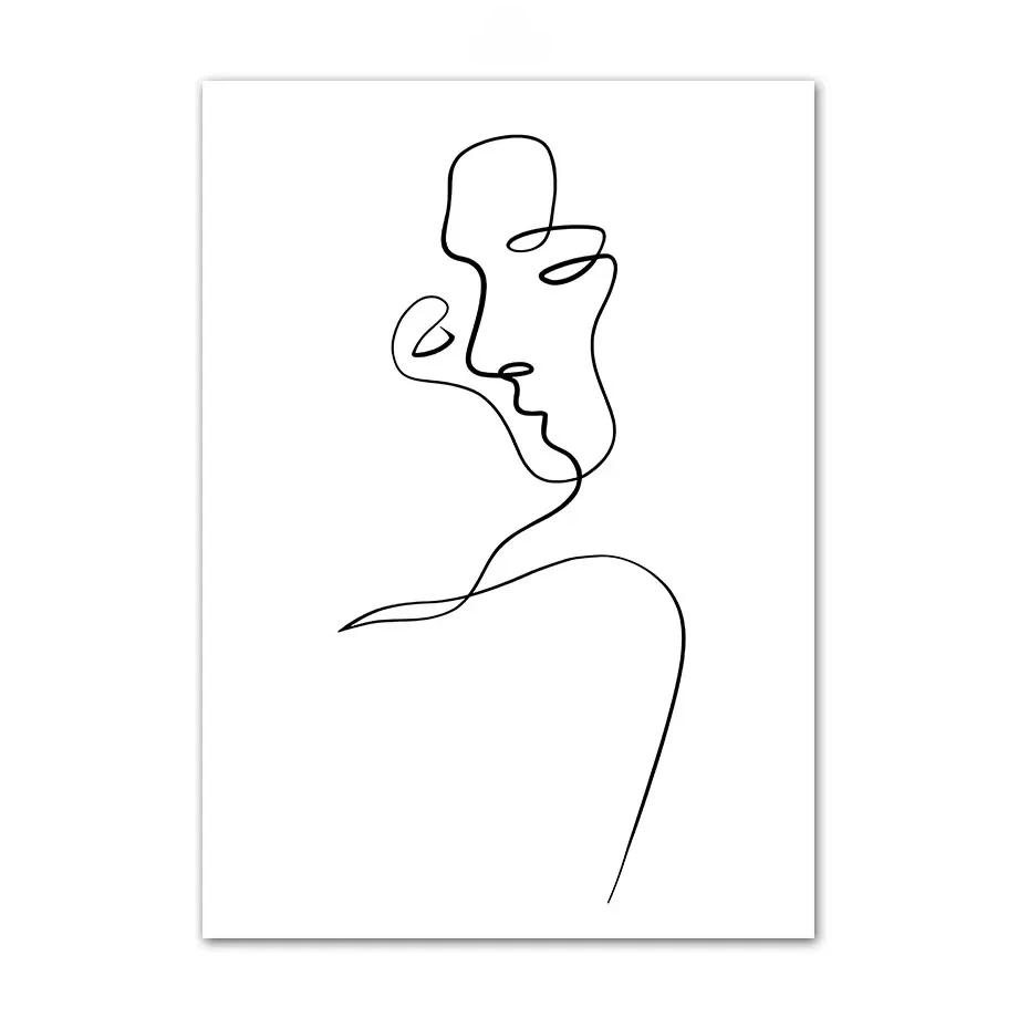 Абстрактные линии лица женщины минималистская настенная живопись холст скандинавские постеры и принты настенные картины для гостиной домашний декор