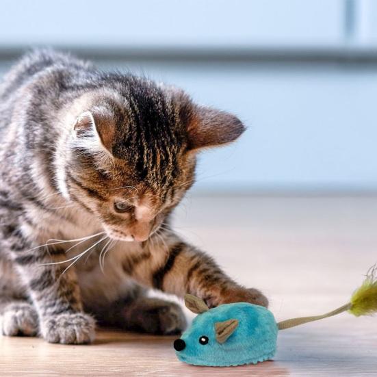 Interactive Mouse Moving Cat Toy Rechargeable Automatic Moving Plush Mice for Indoor Cats