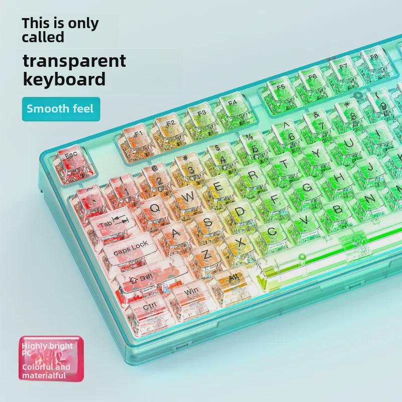 Universal Transparent Mechanical Keyboard Keycap Set: High Light Transmittance, Fits 61/68/87/98/104/132 Key Models