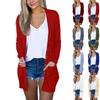 Women's Fashion Loose Casual Pocket Solid Color Long Sleeve Button Cardigan Jacket Tops