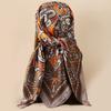 Women Head Wrap Vintage Retro Square Shape Contrast Color Foldable Head Protection Soft Fabric Paisley Print Summer Scarf Female Headwear