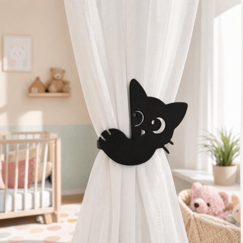 1 Pair Fashion Curtain Tieback Creative Curtain Buckle Ornament Black Cat Curtain Straps Decoration
