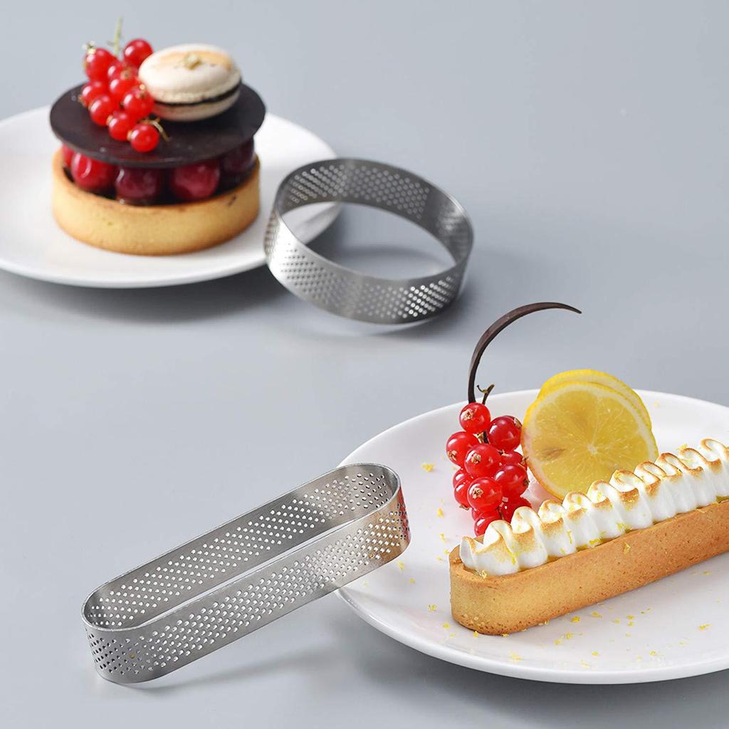Circular Tart Ring Stainless Steel Tartlet Mold Perforated Fruit Pie Quiche Cake Mousse Mold Kitchen Pastry Baking Mold