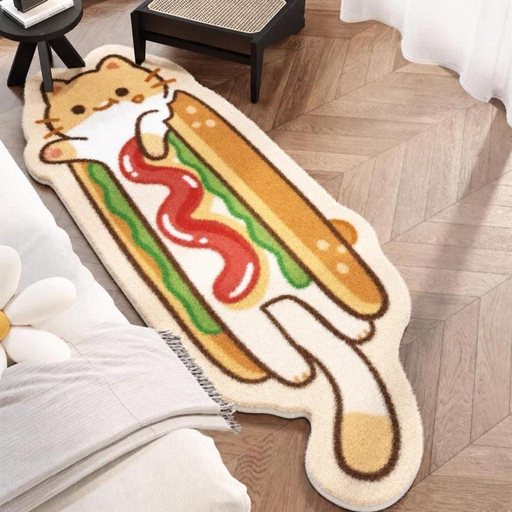 Non Slip Cat Shaped Floor Mat Soft Floor Mat Cartoon Bedroom Rug  for Bedroom