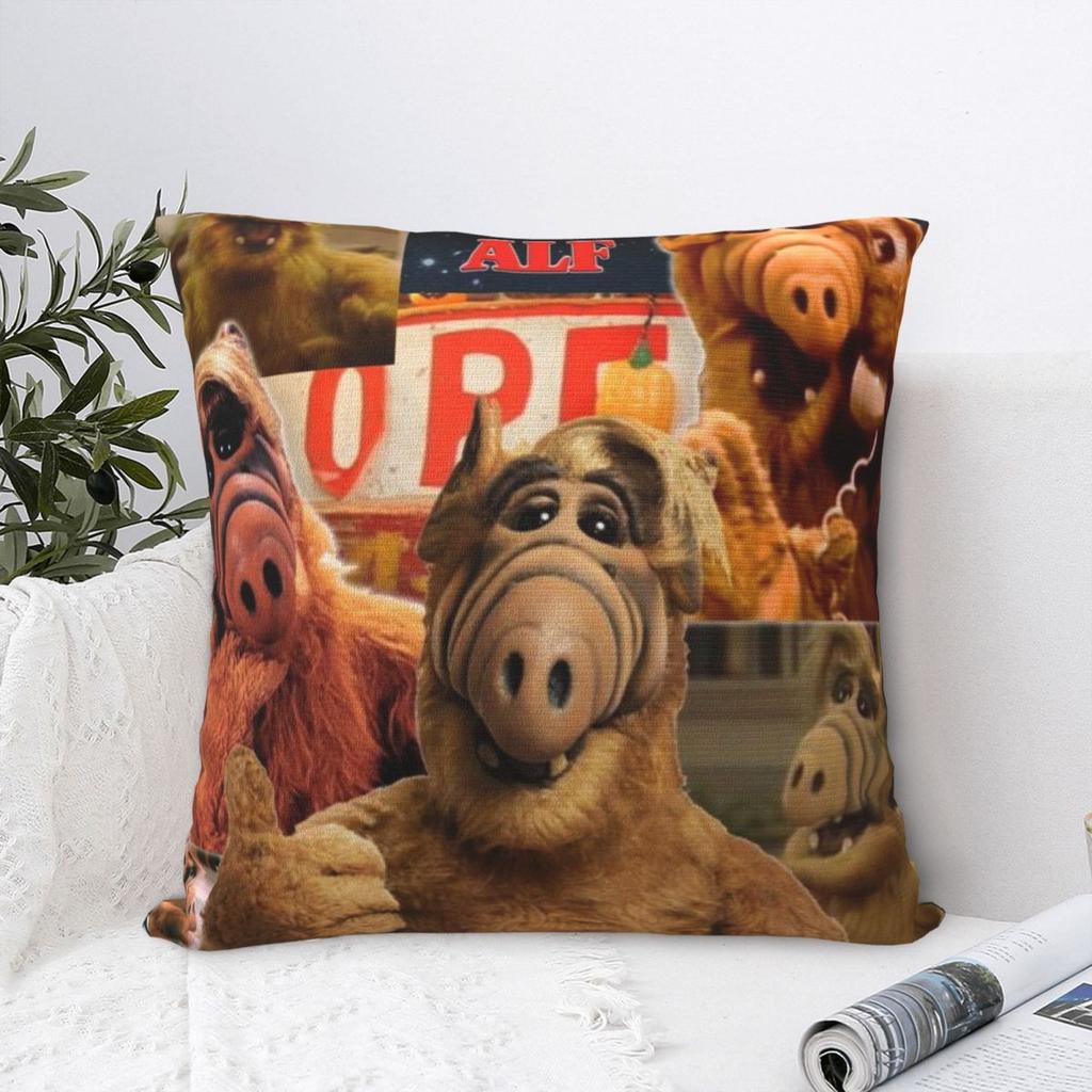 Alien Life Form ALF Meme Collage Pillowcase Cushion Comfort Throw Pillow Sofa Cushions Used for Home Bedroom Living Room