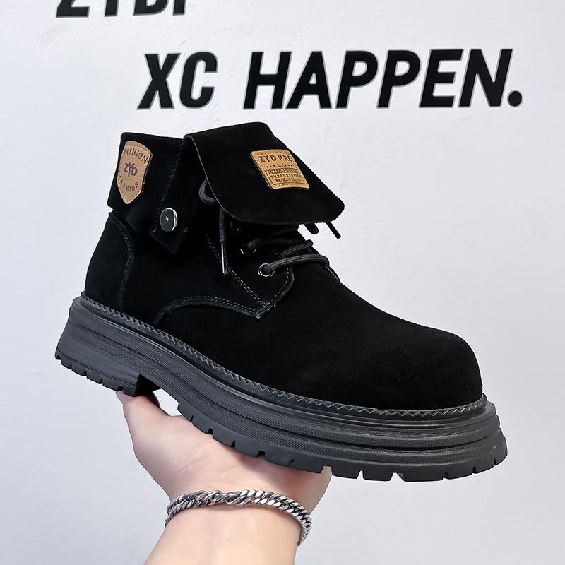 High-top Martin boots 2024 winter new heightened thick-soled rhubarb boots retro versatile trend men's boots 44306-A