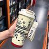 Современный минималистичный вакуумный термокружка для кофе из нержавеющей стали с веревкой для переноски для офиса
