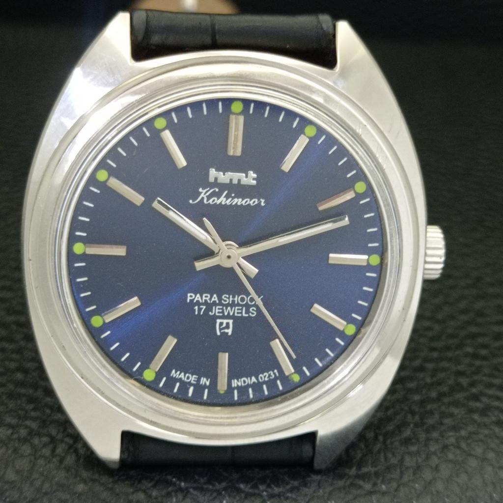 ВИНТАЖНЫЕ ЧАСЫ HMT KOHINOOR С РУЧНЫМ ЗАВОДОМ, ИНДИЙСКИЕ МУЖСКИЕ ЧАСЫ С ЦИФЕРБЛАТОМ СИНЕГО ЦВЕТА a441002-4 HT-a441002