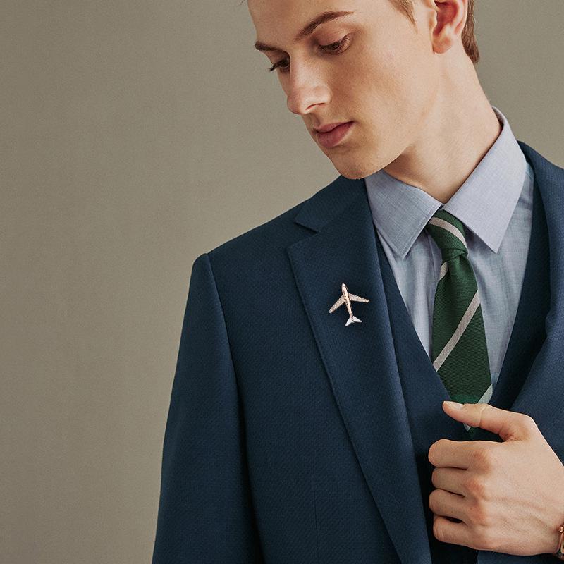Unisex Luxury Zirconia Airplane Brooch Lapel Pin