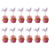 12Pieces Rabbits Ear Cupcake Toppers Easters Cake Decoration Set Easters Cake Picks Set Suitable for Party Celebration