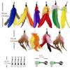 10 Pieces Cat Feather Toy Refills, Cat Wand Replacement Feathers Toys with Clip and Removable Bell, Wand Attachment Feather Toy