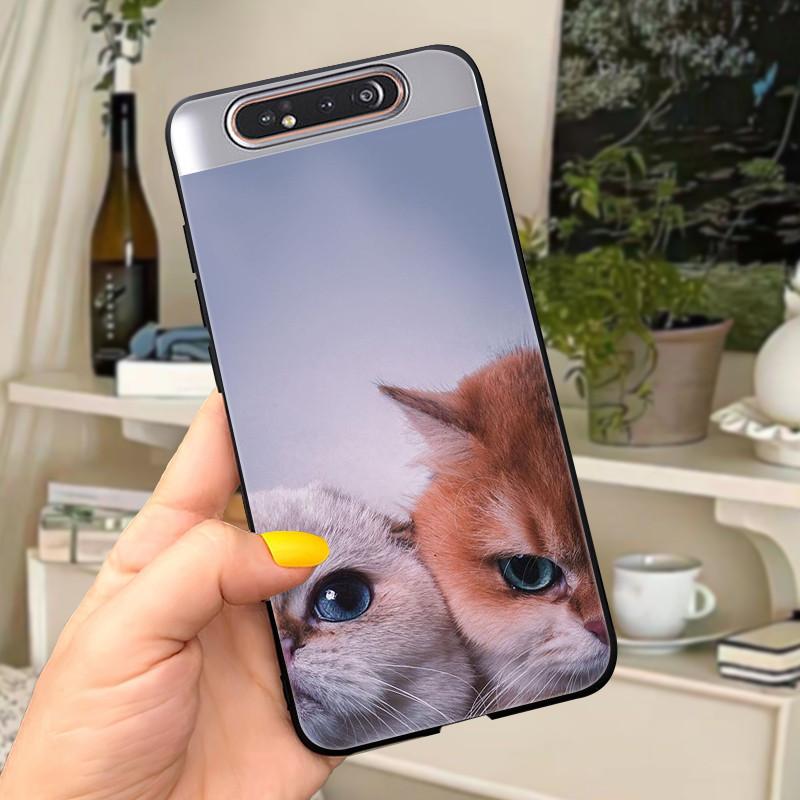 Case For Samsung A80 Case Soft Silicone Cartoon Back Cover For Samsung Galaxy A80 GalaxyA80 A 80 A805 Fundas shell Black coque