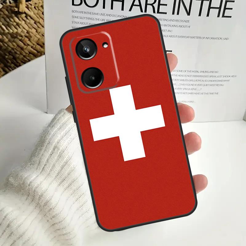Швейцария Швейцарский флаг Для Realme GT Neo 5 GT5 9 10 11 12 Pro Plus C30 C31 C33 C35 C25s C21Y C51 C55 C67 C53 Чехол