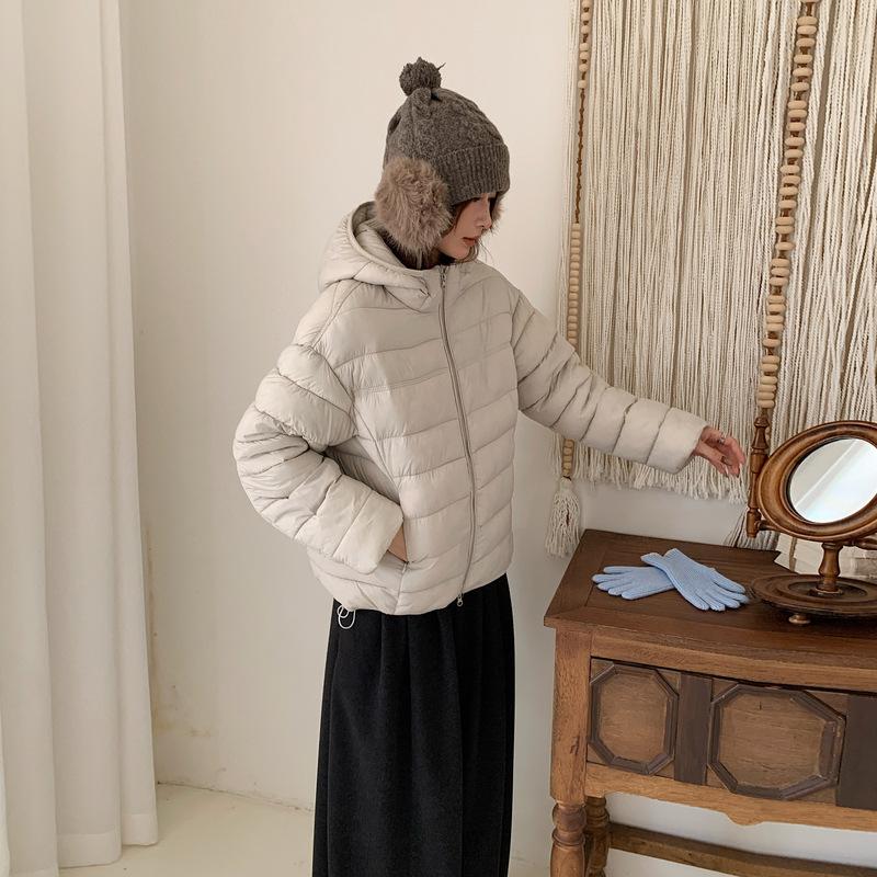 Simple ribs warm hooded down cotton clothes winter short fashion loose cotton clothes thickened versatile jacket