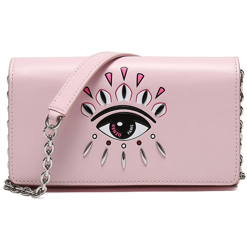 Kenzo Eye Logo Pattern Leather Chain Shoulder Bag Women bags Light-Pink F96-2PM618-L22-33