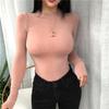 Thin Summer Top Sexy T Shirt Women Elasticity T-Shirt Korean Style Woman Clothes Slim Tshirt Female Casual Long Sleeve Tops