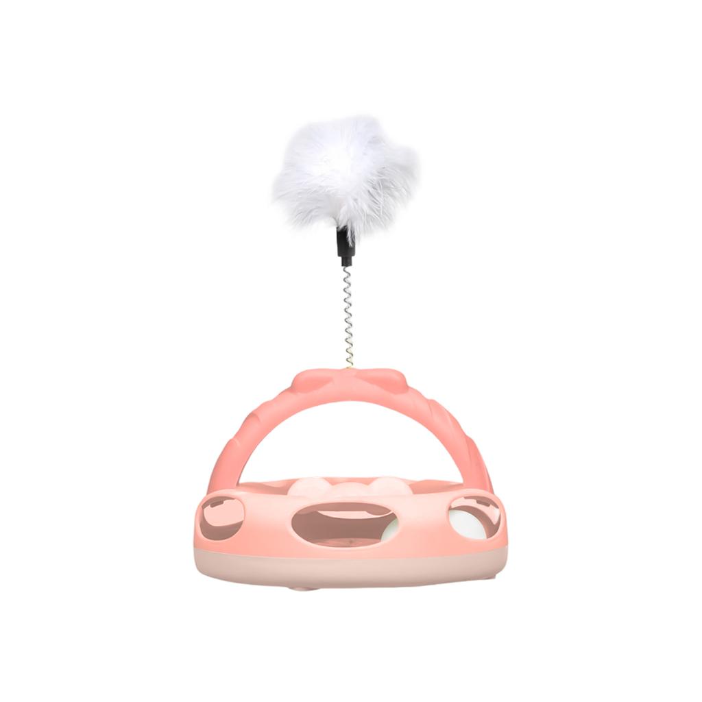 Interactive Cats Turntable Toy With Feather Wand, Multi-Layer Track Puzzle Toy For Indoor Cats, Self-Entertainment & Boredom Relief