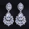 WWJ Elegant Chandelier Cubic Zirconia Big Bridal Dangle Earrings for Wedding Jewelry