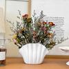 White Vinyl Shell Flower Vase Modern Pleated Flower Holder Container Home Office Table Centerpiece Decorative Floral Plants Vase