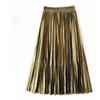 Spring and Autumn Women's Skirt Metallic Pleated Skirt Long Skirt Half-body Skirt