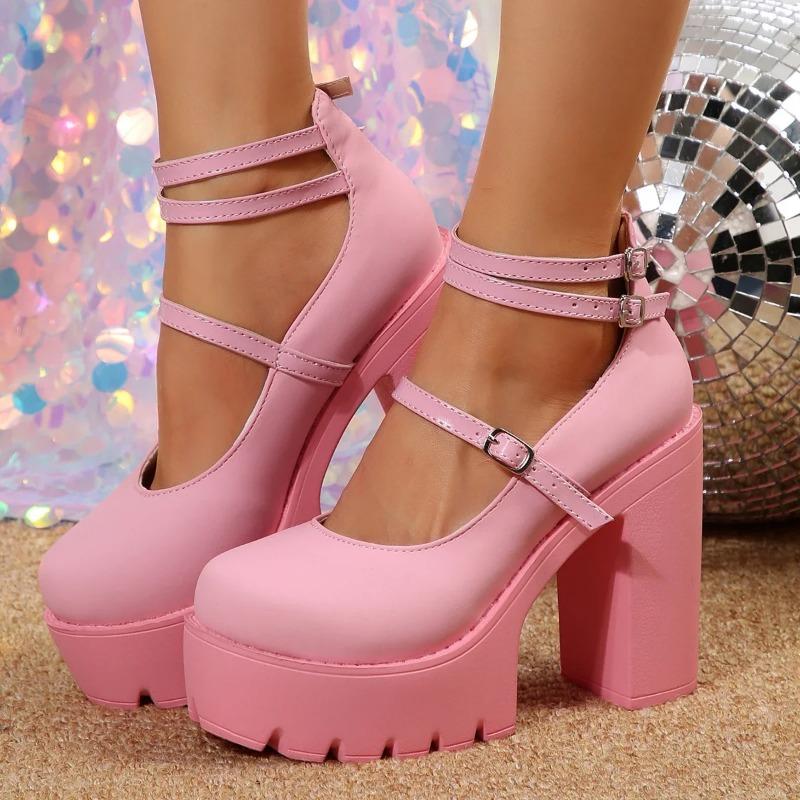 Fashion Women Sandals 2025 Mary Janes Shoes Platform Fashion High Heel Sandals Women Summer New Lolita Shoes Chunky Pumps Zapatos Mujer