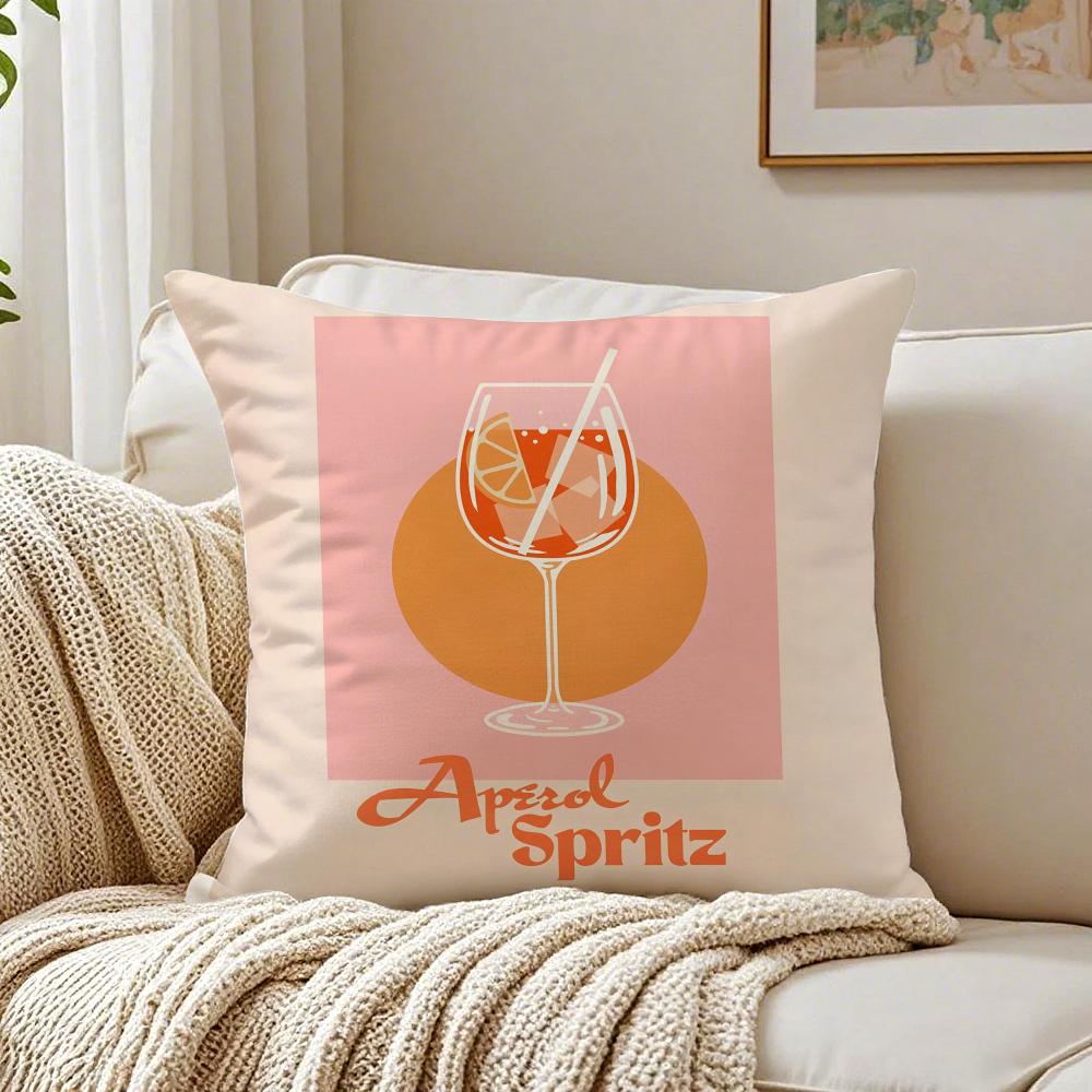 Classic Aperol Spritz Pillow Case Organic Short Plush Cushion Covers Breathable Washable WrinkleResistant